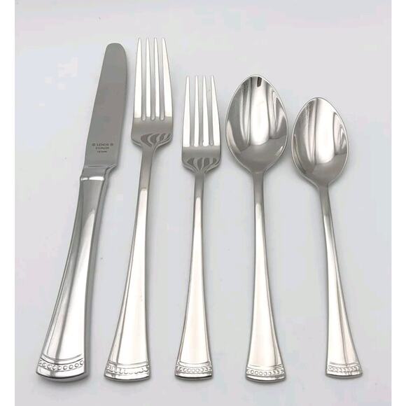 Lenox Portola Place Set 5 Piece 18/10 Stainless Flatware Glossy Vietnam -new- - Picture 1 of 2